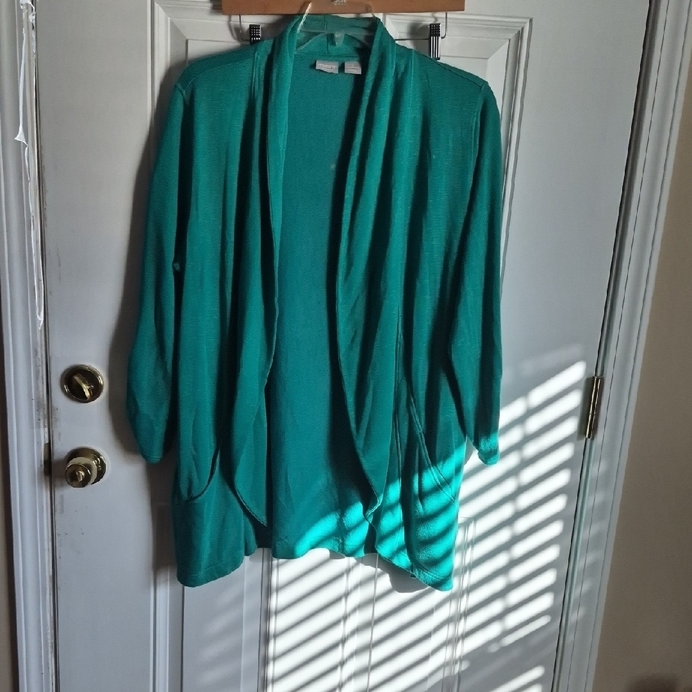 Chico's Teal Draped Cardigan